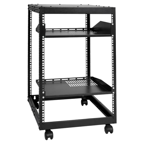 Server Rack, 15U Åben Ramme, 58,5x101,6 cm Justerbar Dybde, Sort, Metal