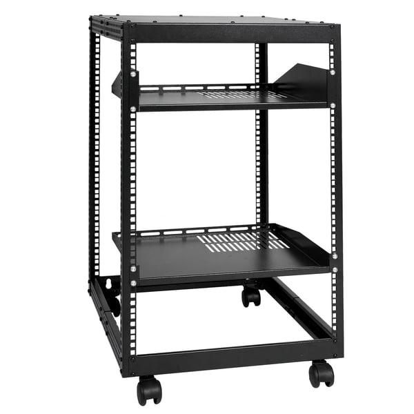 Server Rack, 15U Åben Ramme, 58,5x101,6 cm Justerbar Dybde, Sort, Metal