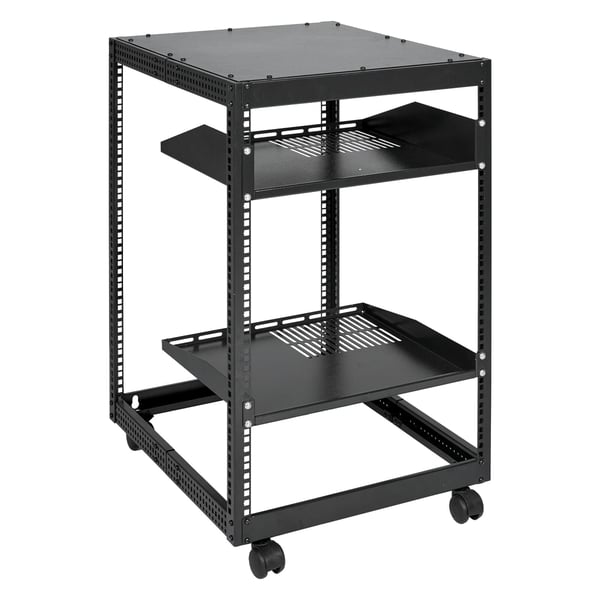 Server Rack, 15U Åben Ramme, 58,5x101,6 cm Justerbar Dybde, Sort, Metal