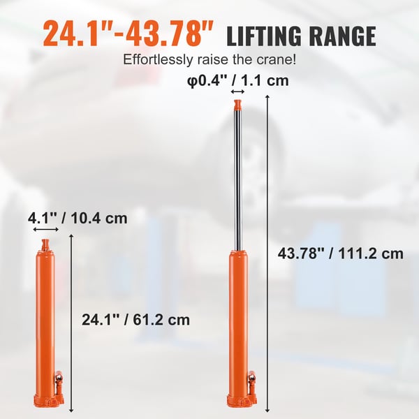 Hydraulinen pitkä tunkki, 612x117x104 mm, oranssi, teräs