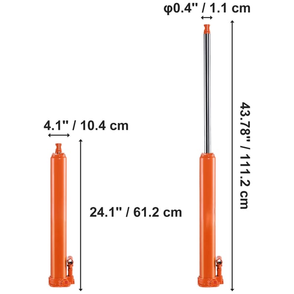 Hydraulinen pitkä tunkki, 612x117x104 mm, oranssi, teräs