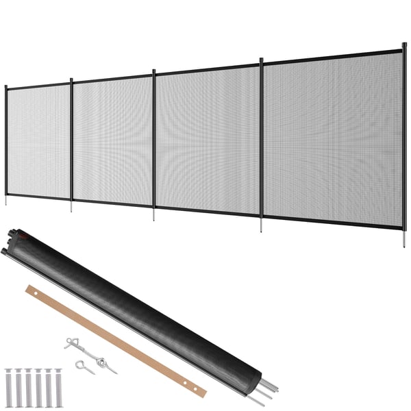 Uima-altaan aita, 1,2x3,7 m, musta, irrotettava Teslin PVC-verkko