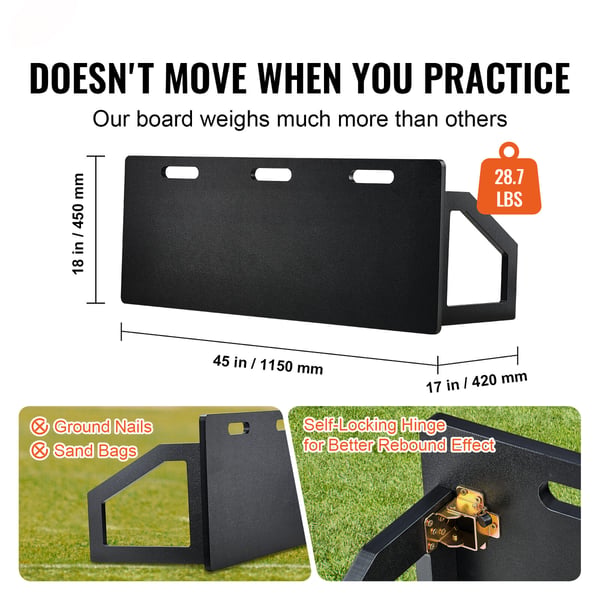 Fodbold Rebounder Board, 114,3x45,7 cm, Sammenklappelig HDPE, Træningsudstyr