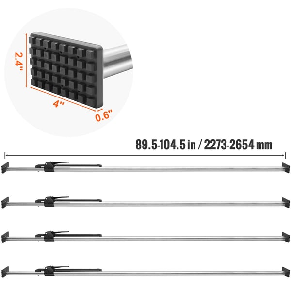 Lastsäkringsstång, 227,3x10,2x6 cm, Stål, Justerbar, Set om 4