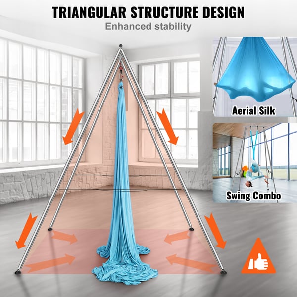 Aerial Yoga-ställning och hängmatta, 253x192x295 cm, Blå, Stål