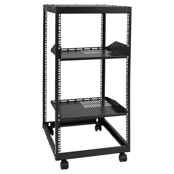 Server Rack, 20U Åben Ramme, 58,5x101,6 cm, Sort, Justerbar Dybde