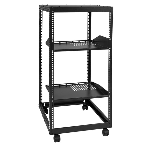 Server Rack, 20U Åben Ramme, 58,5x101,6 cm, Sort, Justerbar Dybde