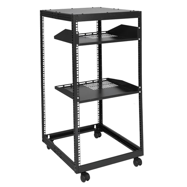 Server Rack, 20U Åben Ramme, 58,5x101,6 cm, Sort, Justerbar Dybde