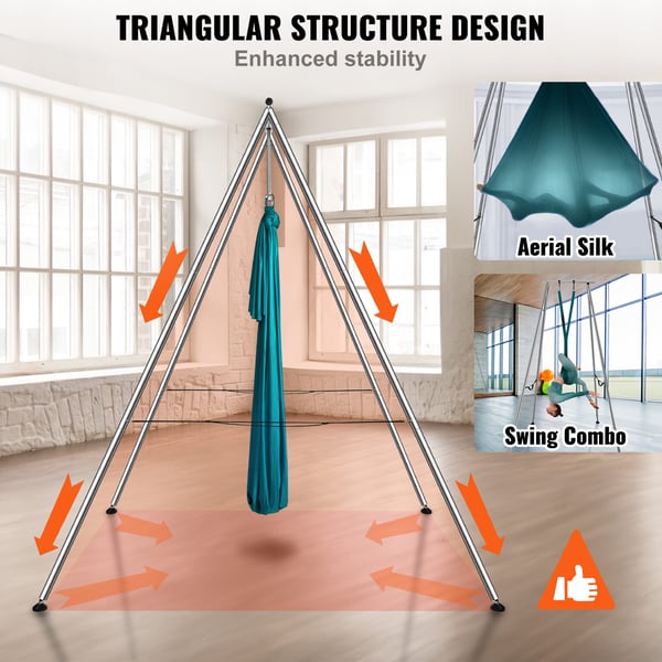 Aerial Yoga Ramme og Hængekøje, 253x192x295 cm, Grøn, Stål