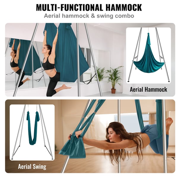 Aerial Yoga Ramme og Hængekøje, 253x192x295 cm, Grøn, Stål