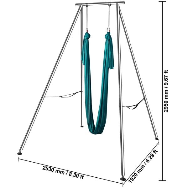 Aerial Yoga Ramme og Hængekøje, 253x192x295 cm, Grøn, Stål