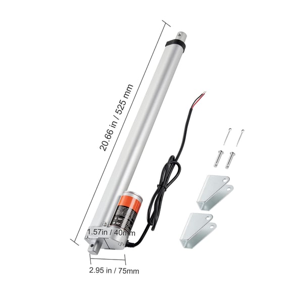 Lineaaritoimilaite 525x75x40 mm 12V suuri kuorma IP54 alumiini