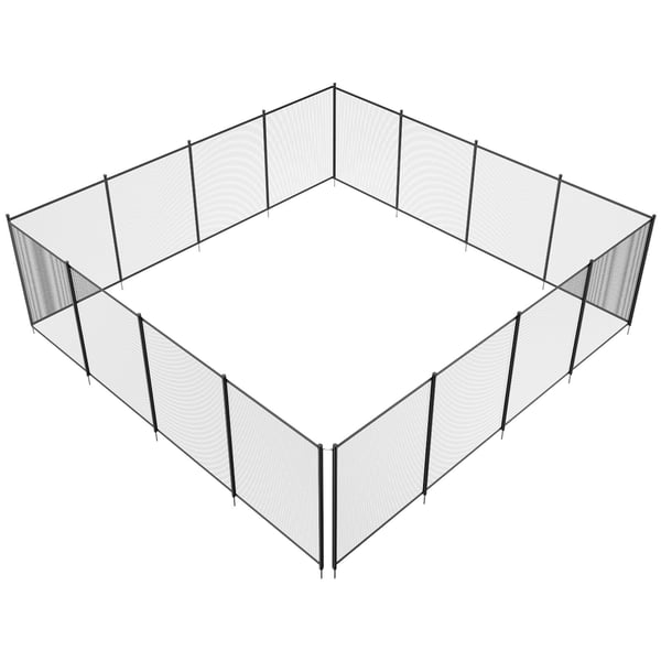 Poolstängsel, 121x1463 cm, Svart, Avtagbart nät