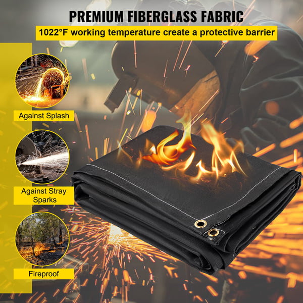 Brandtæppe, 2-pak 2,4x3 m sort, glasfiber flammehæmmende