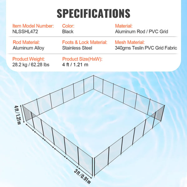Poolstängsel, 1,2x21,9 m, Svart, Avtagbart Teslin PVC-nät