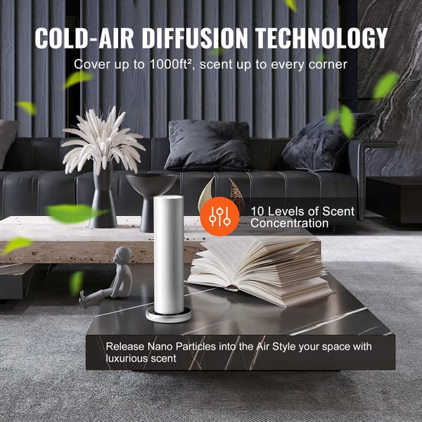 Duftmaskine, 120 ml Bluetooth koldluft diffuser, 11,2x11,2x29,5 cm, fritstående