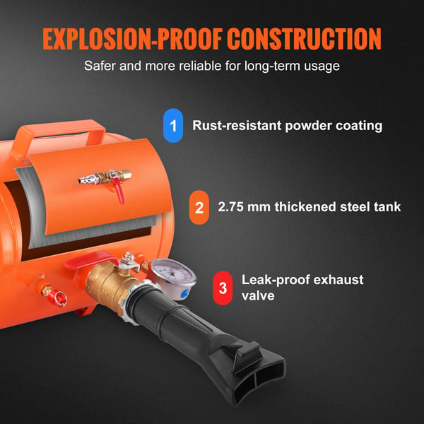 Däckmonteringsverktyg, 400x535x295 mm, 19L, 145 PSI, Luftfyllare