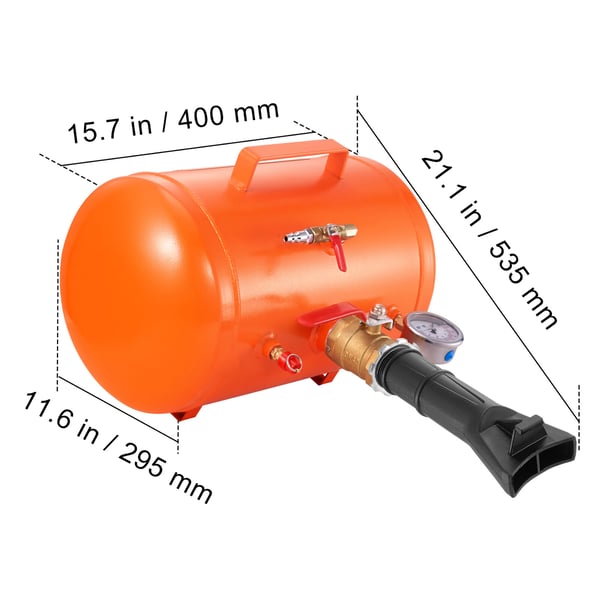 Däckmonteringsverktyg, 400x535x295 mm, 19L, 145 PSI, Luftfyllare
