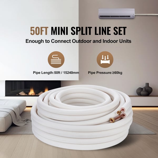 Mini-split-putkisetti, 515x515x160 mm, kupari, eristetty