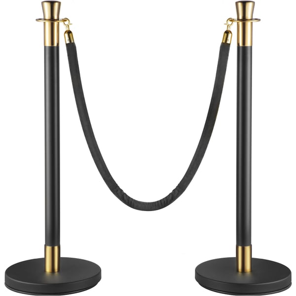 Avspärrningsstolpe set, 6 delar, 90x32 cm, svart, metall