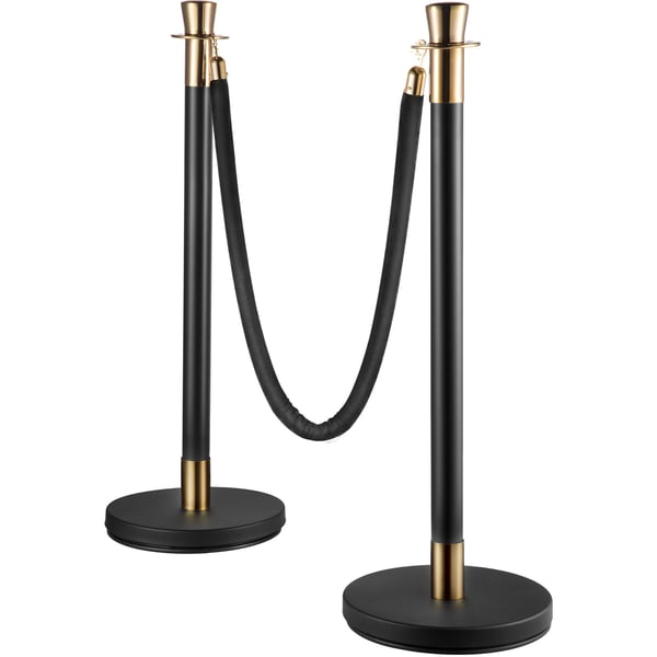 Avspärrningsstolpe set, 6 delar, 90x32 cm, svart, metall
