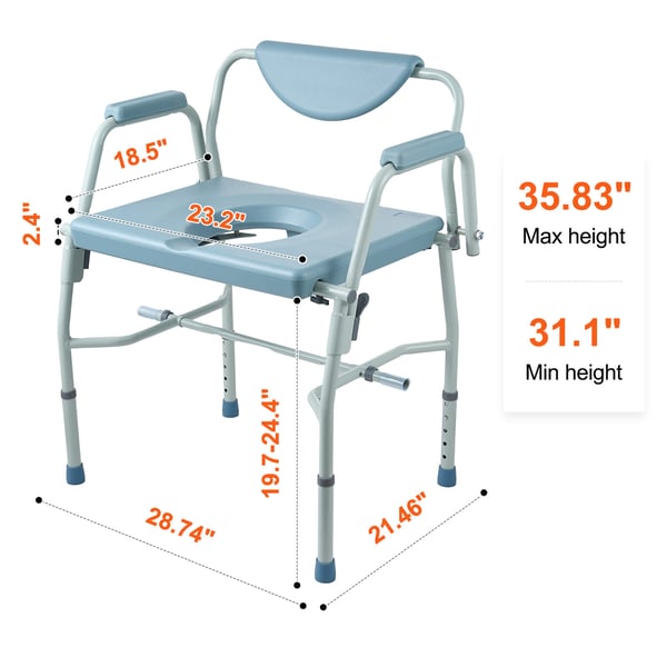Commode stol, justerbar højde, 47x59x6 cm, stål