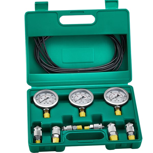 Hydrauliskt trycktestkit, 285x210x705 mm, 3 mätare, aluminiumstål