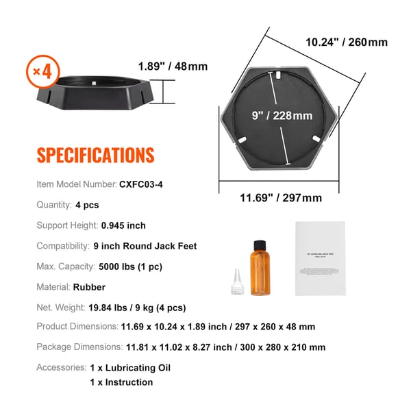 Nivelleringspuder til campingvogn, 29,7x26x4,8 cm, Gummi