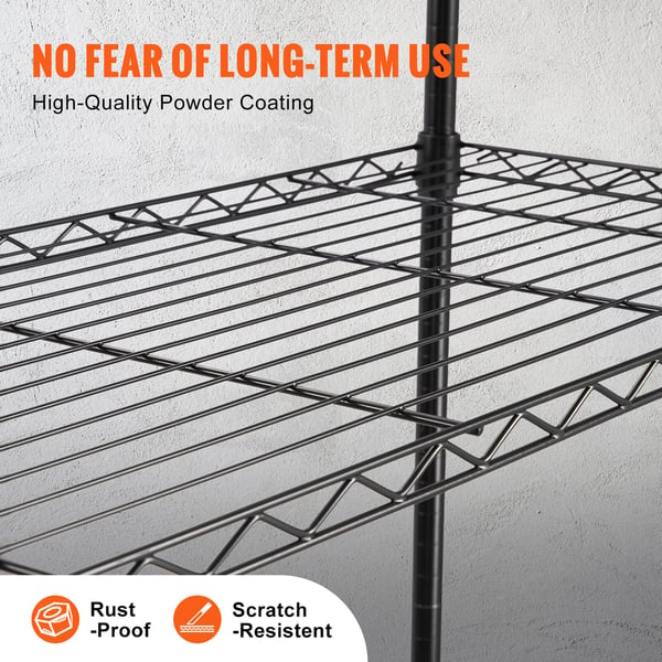 Opbevaringsreol, 120x45x188 cm, Sort, Metal, Justerbar
