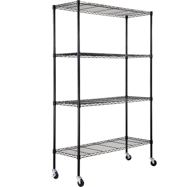 Opbevaringsreol, 120x45x188 cm, Sort, Metal, Justerbar