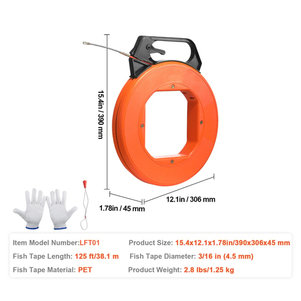 Fisketape, 38.1x0.45 cm, Ikke-ledende PET, Kabeltrækker Værktøj