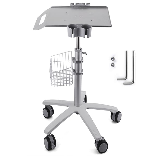 Medicinvogn, 63x56x68-109 cm, Hvid, Metal, Justerbar, Opbevaring