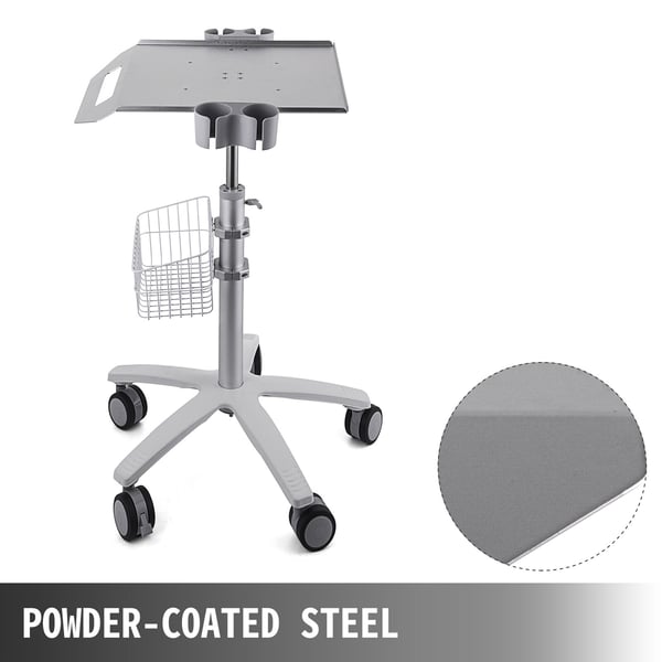 Medicinvogn, 63x56x68-109 cm, Hvid, Metal, Justerbar, Opbevaring