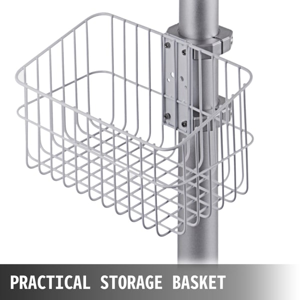 Medicinvogn, 63x56x68-109 cm, Hvid, Metal, Justerbar, Opbevaring
