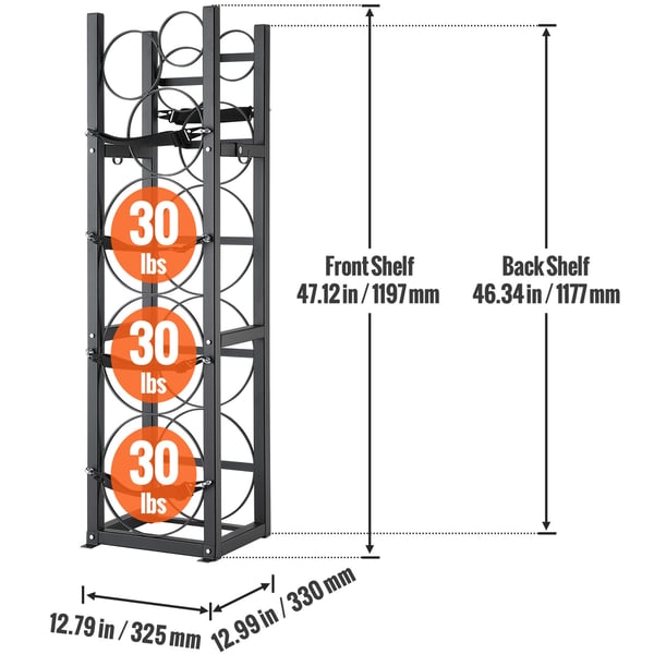 Kølemiddeltankstativ, 32,5x33x119,7 cm, kulstofstål, opbevaring