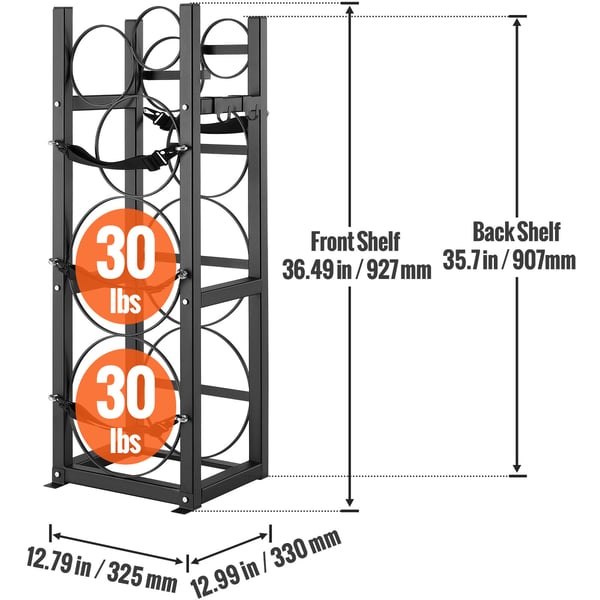 Kølemiddeltankstativ, 32.5x33x92.8 cm, kulstofstål, opbevaring