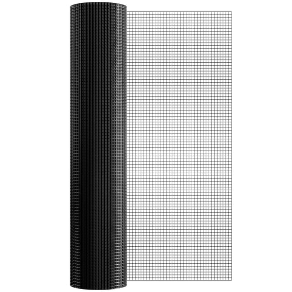 Trådnet, 122x1524 cm galvaniseret trådnetrulle, sort, metal