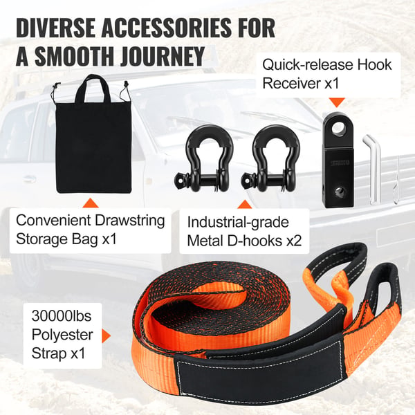 Off-Road Recovery Kit, 7.6x914.4 cm, Kraftig, Opbevaringstaske