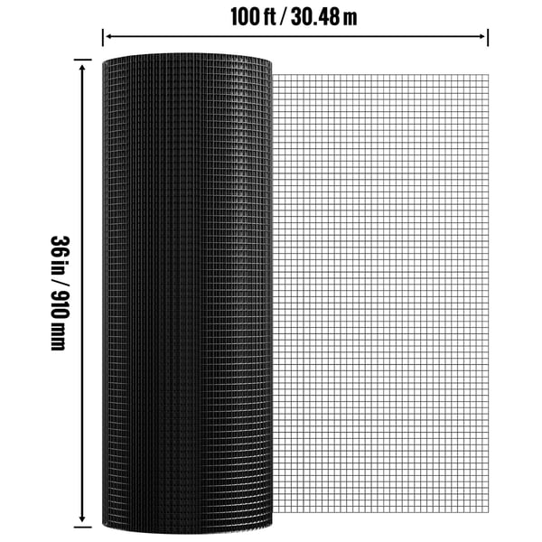 Verkkokangas, 910x30480 mm, musta, galvanoitu metalliverkko rulla