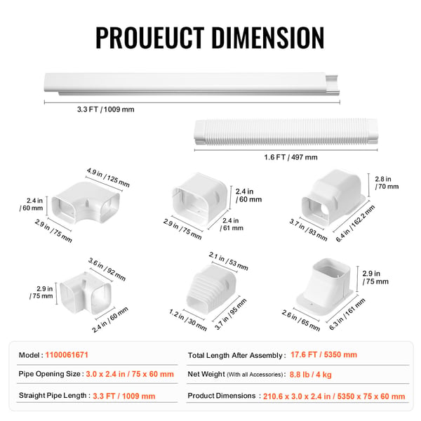 Linjeskydd, 5350x75x60 mm, Vit, PVC