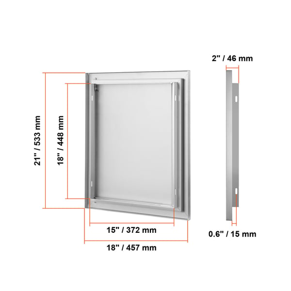 Pääsyovi, 457x533x46 mm, ruostumaton teräs, ulkokeittiö