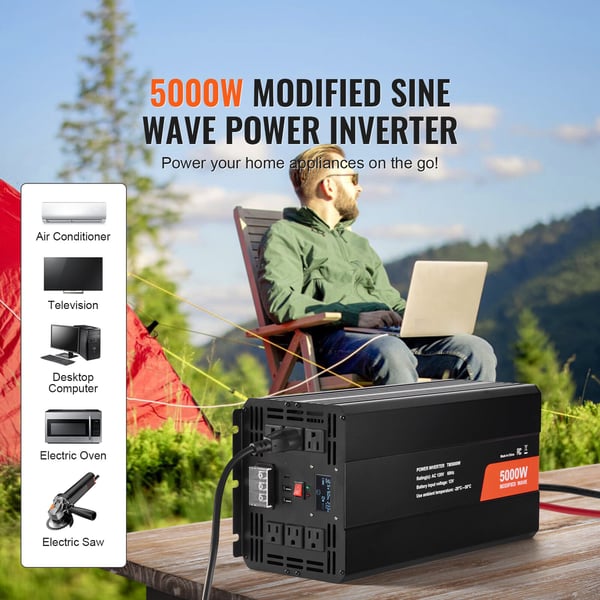 Invertteri, Muokattu siniaalto 5000W DC 12V AC 230V, Alumiini