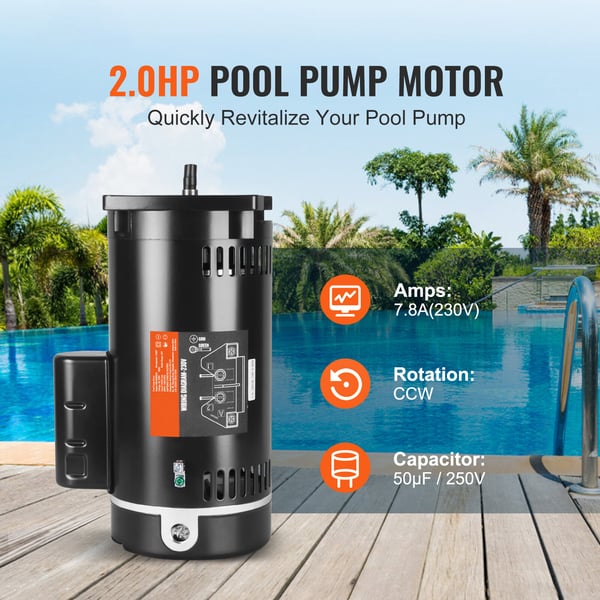 Poolpumpe Motor, 2 HK 56Y Ramme 230V, 36,6x16,5x23 cm, Stål