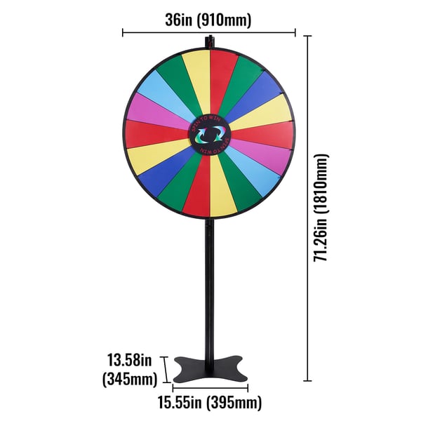 Snurrande lyckohjul, 18 fält, 91x34,5x181 cm, torkbar yta, spel