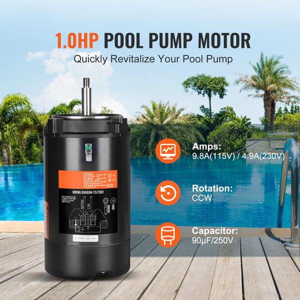 Poolpumpmotor, 1 HK 56J ram, 34,5x16,5x16,5 cm, stål