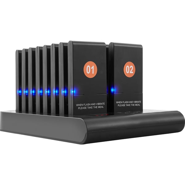 Pager System, Trådløst gæstekald 500m, 16 buzzere, 236x152x28 mm, Sort