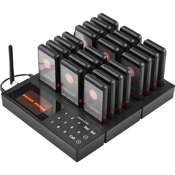 Restaurant Pager System, Trådløs 400m Lang Rækkevidde, 24 Søgere, Sort, Kaldeenhed