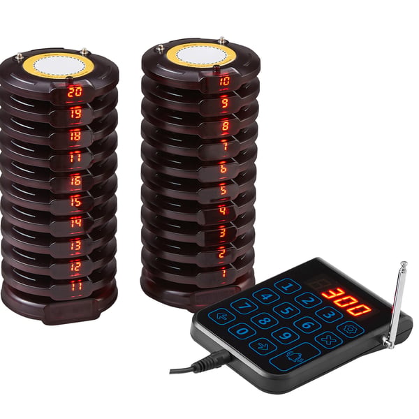Pager System, Trådløst Restaurant Gæsteopkald, 120x100x24 mm, Sort, enhed