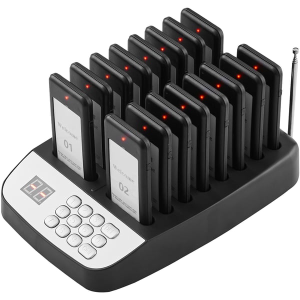 Pager System, Trådløst Restaurant Gæsteopkald, 240x155x120 mm, Sort