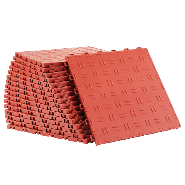 Garagegulvfliser, 30.5x30.5x1.3 cm, Rød, Skridsikre